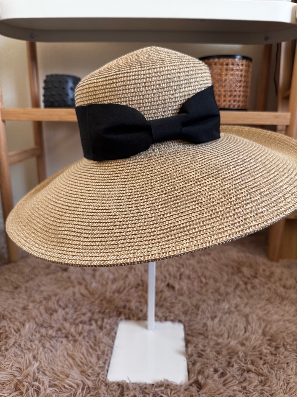Classic Straw Sun Hat with Black Bow